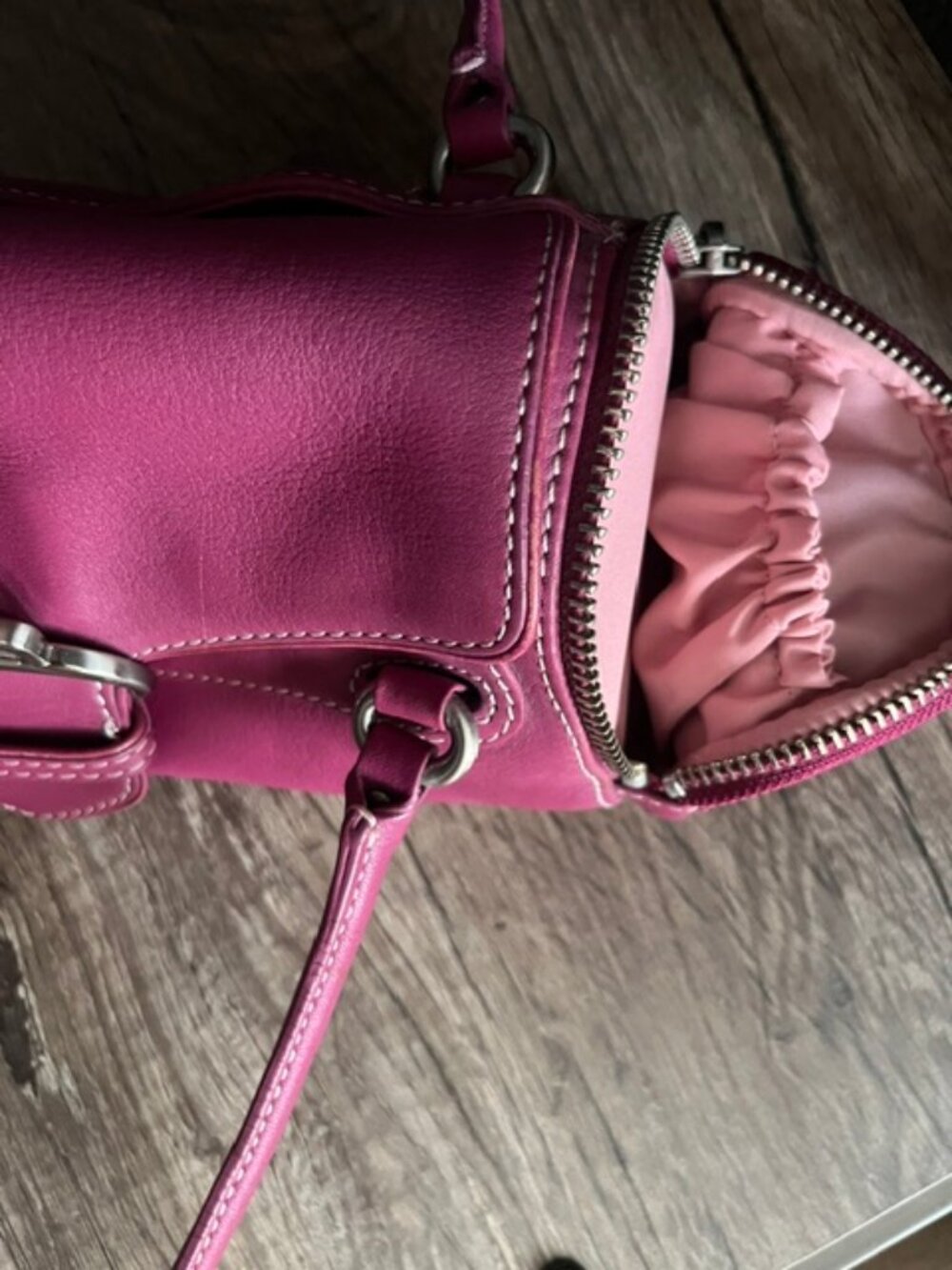 Cole Haan Alexa Leather Fuschia Handbag - Picture 3 of 5